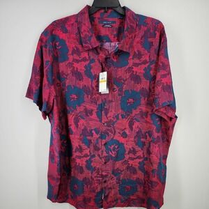 NWT Perry Ellis Untucked Shirt‎ Mens 4X, Linen Blend, Shorter Length, SRP $99